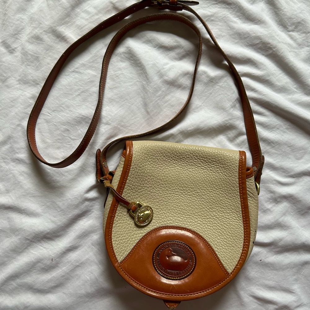 Dooney & Bourke Cream and Brown Leather Crossbody Bag